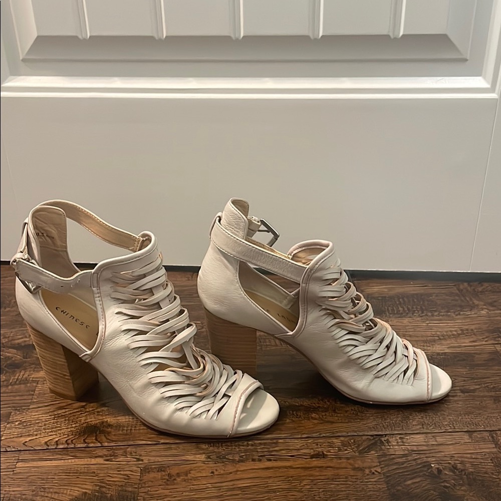 Women's Cream Heeled Sandals